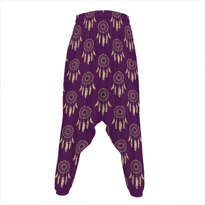 Purple Boho Dream Catcher Pattern Print Hammer Pants