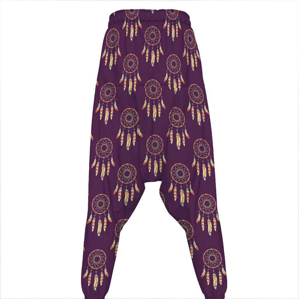 Purple Boho Dream Catcher Pattern Print Hammer Pants