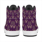 Purple Boho Dream Catcher Pattern Print High Top Leather Sneakers