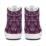 Purple Boho Dream Catcher Pattern Print High Top Leather Sneakers