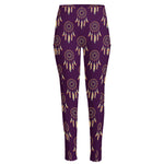 Purple Boho Dream Catcher Pattern Print High-Waisted Pocket Leggings