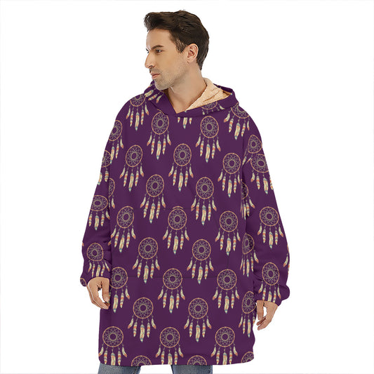 Purple Boho Dream Catcher Pattern Print Hoodie Blanket