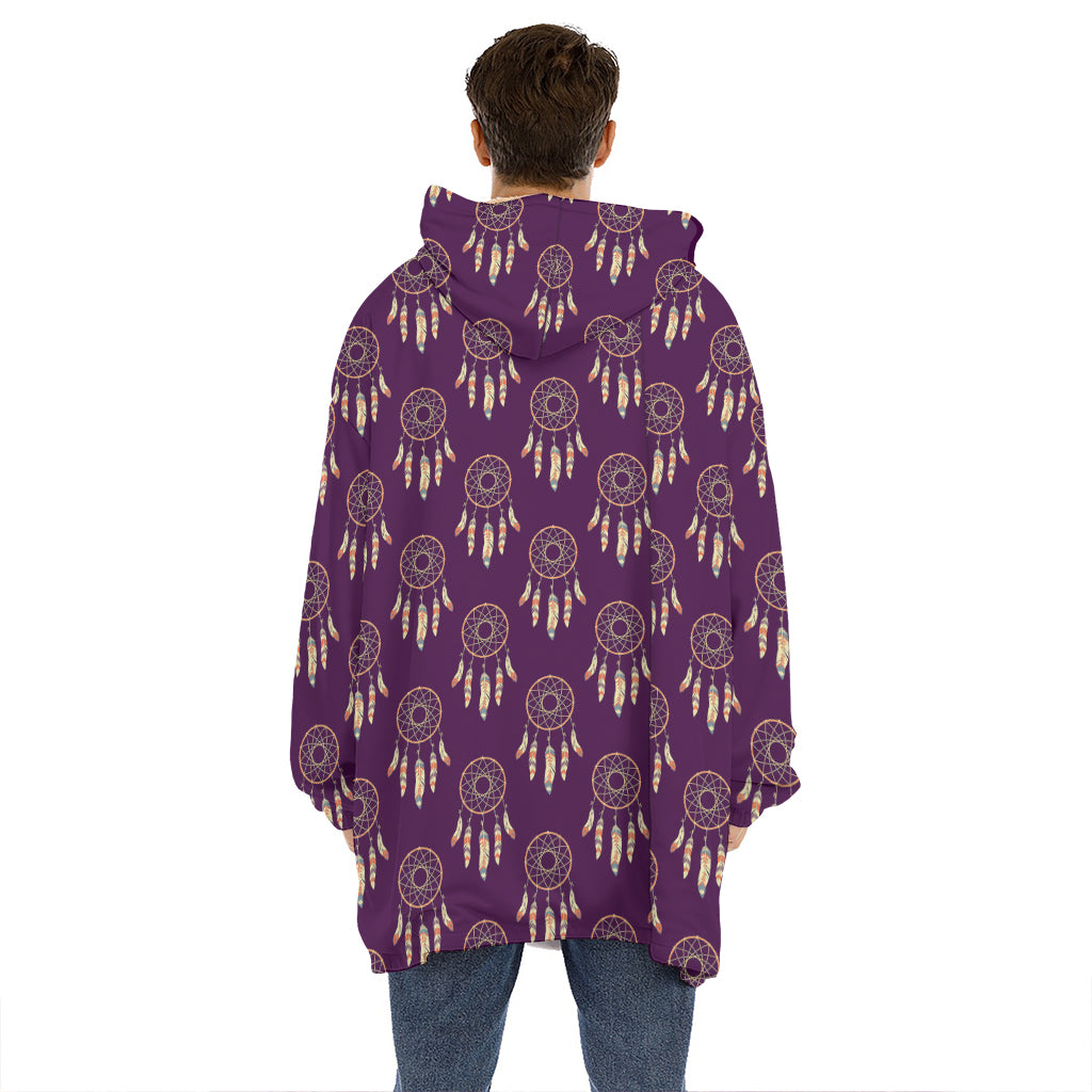 Purple Boho Dream Catcher Pattern Print Hoodie Blanket