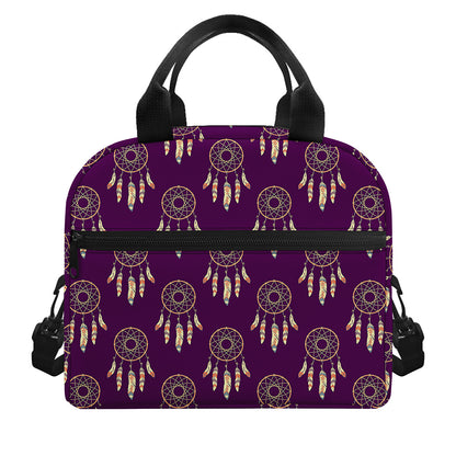 Purple Boho Dream Catcher Pattern Print Insulated Lunch Bag