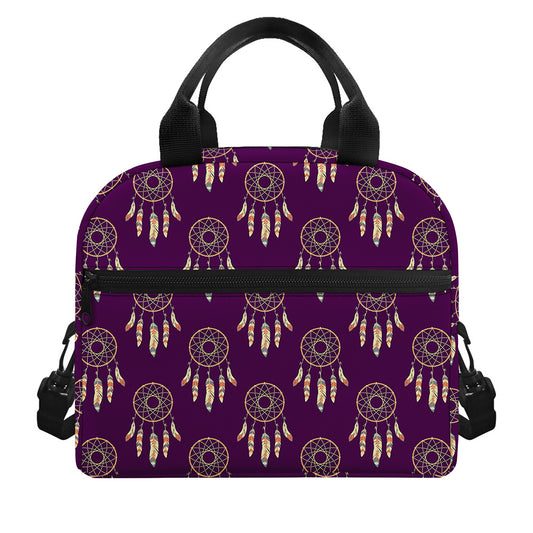 Purple Boho Dream Catcher Pattern Print Insulated Lunch Bag
