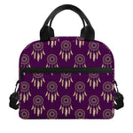 Purple Boho Dream Catcher Pattern Print Insulated Lunch Bag