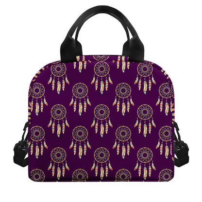 Purple Boho Dream Catcher Pattern Print Insulated Lunch Bag