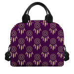 Purple Boho Dream Catcher Pattern Print Insulated Lunch Bag