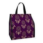 Purple Boho Dream Catcher Pattern Print Insulated Lunch Tote
