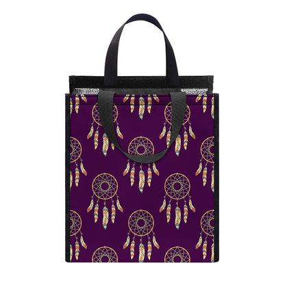 Purple Boho Dream Catcher Pattern Print Insulated Lunch Tote