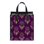 Purple Boho Dream Catcher Pattern Print Insulated Lunch Tote
