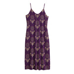 Purple Boho Dream Catcher Pattern Print Jersey Midi Cami Dress