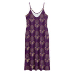 Purple Boho Dream Catcher Pattern Print Jersey Midi Cami Dress