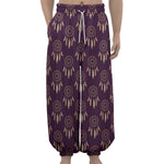 Purple Boho Dream Catcher Pattern Print Lantern Pants