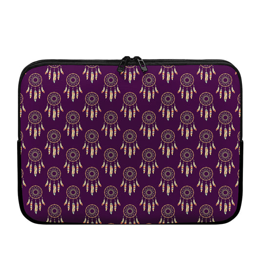Purple Boho Dream Catcher Pattern Print Laptop Sleeve