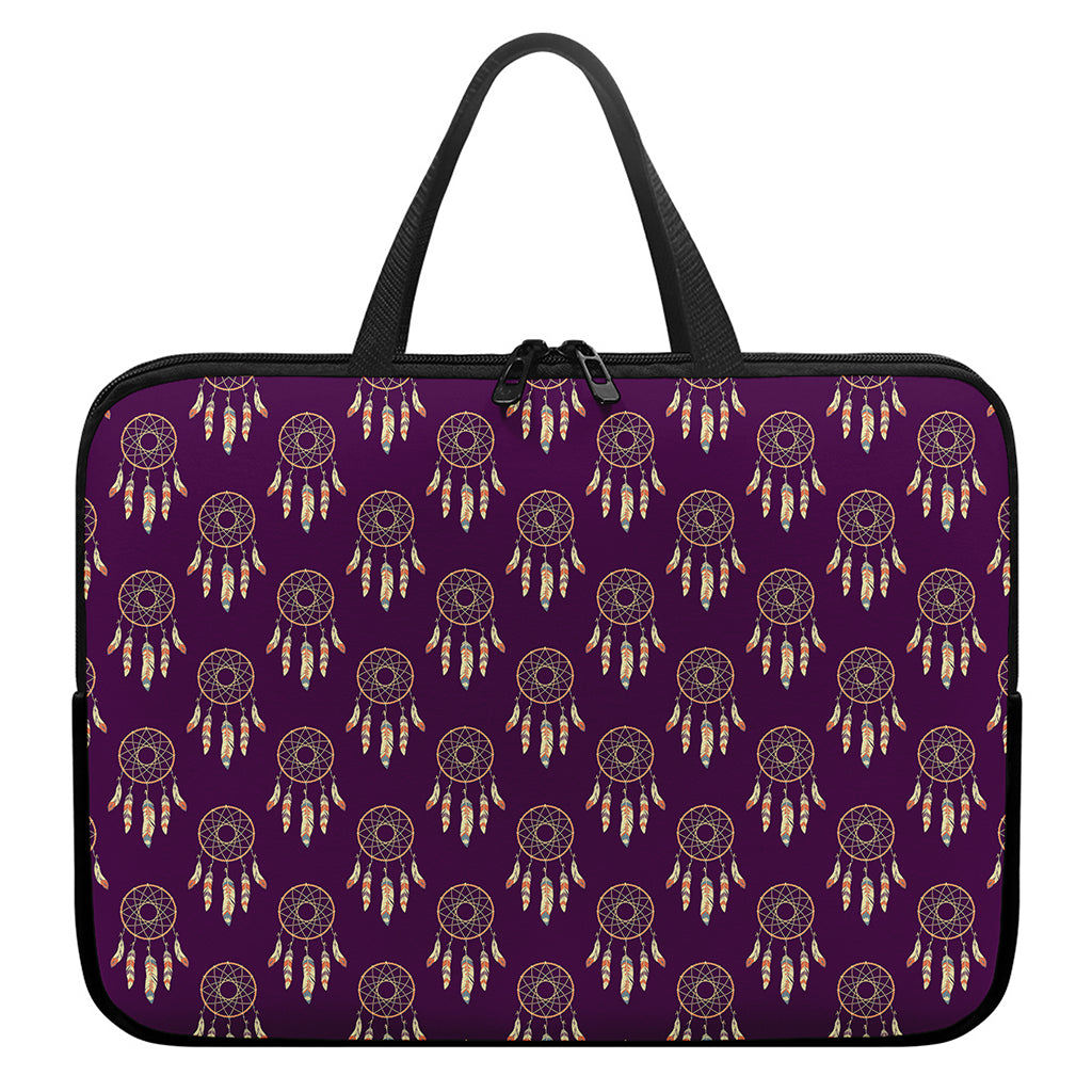 Purple Boho Dream Catcher Pattern Print Laptop Sleeve With Handle