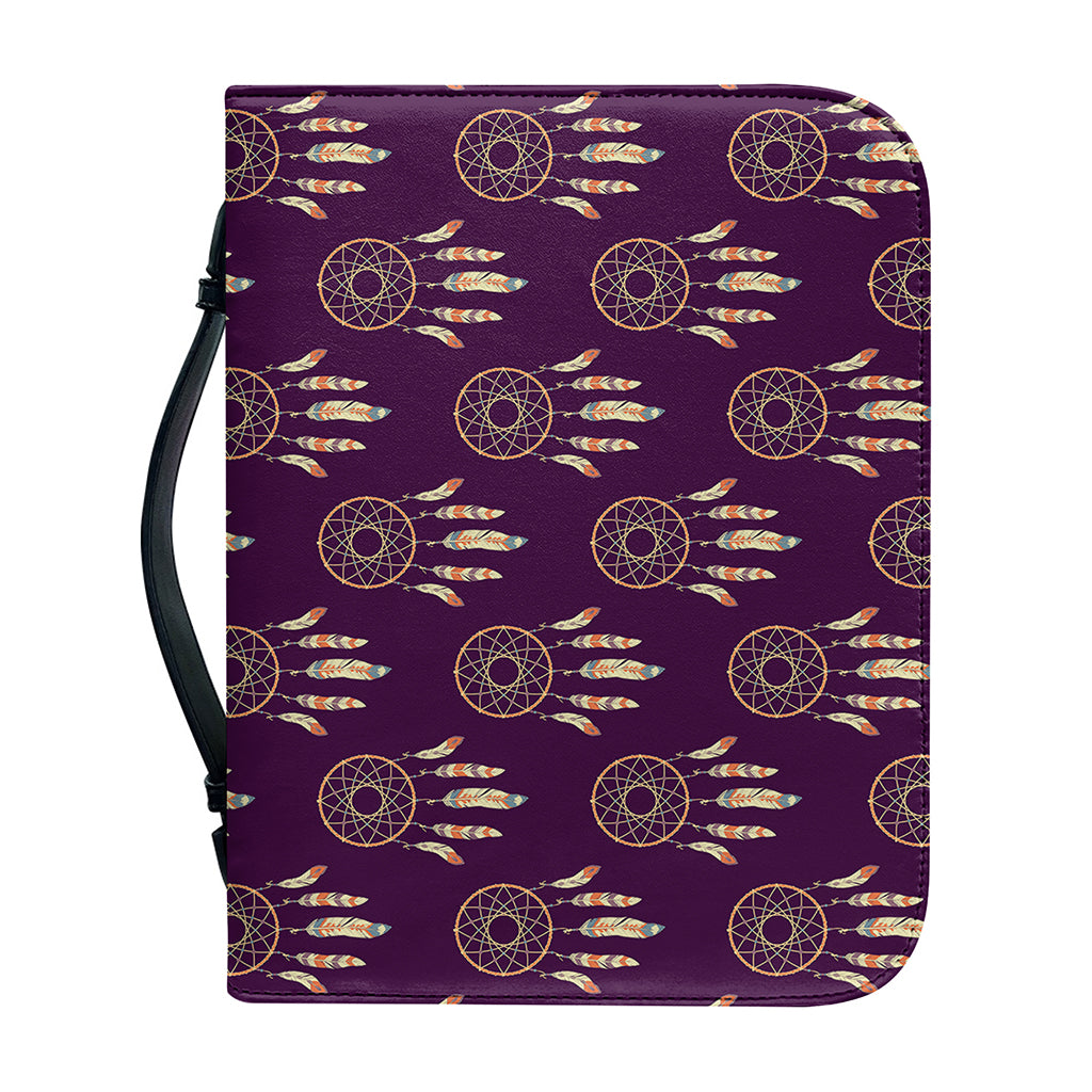 Purple Boho Dream Catcher Pattern Print Leather Bible Cover