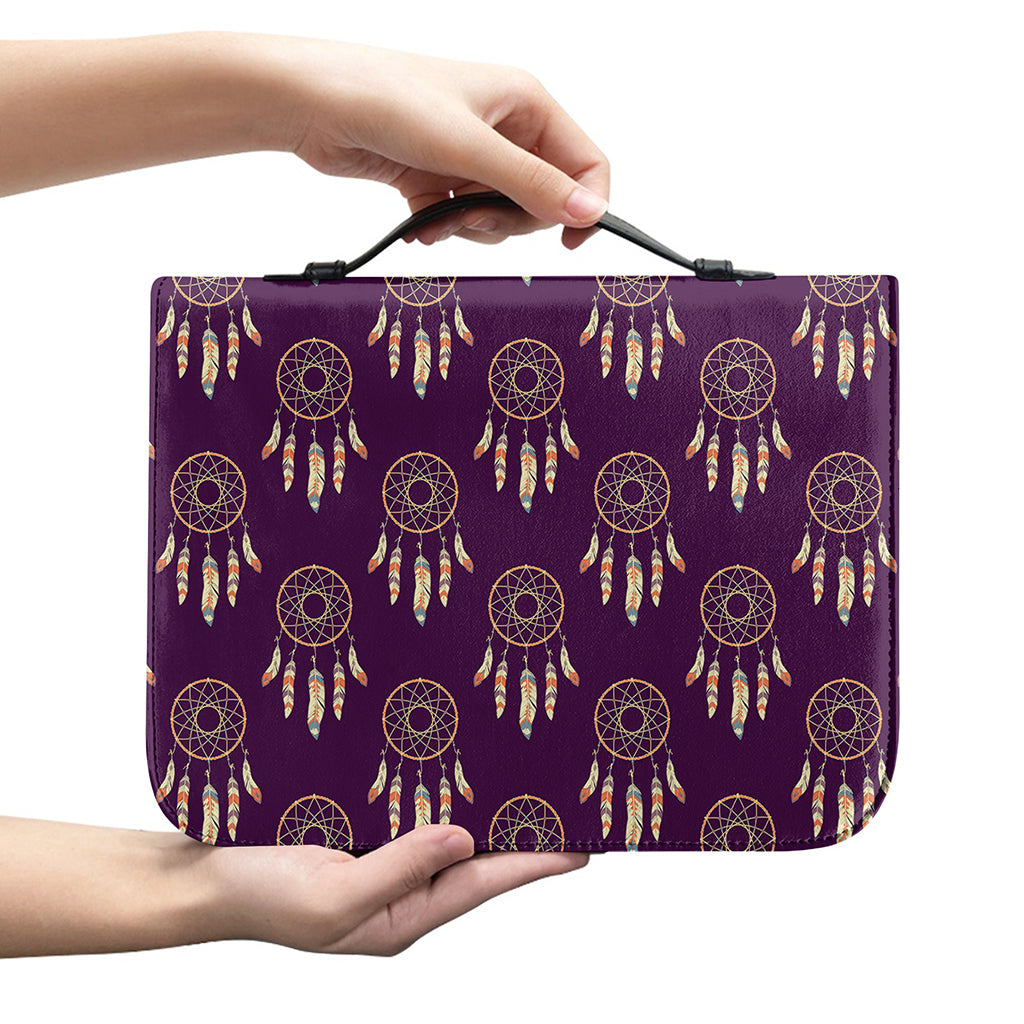 Purple Boho Dream Catcher Pattern Print Leather Bible Cover