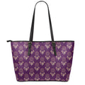 Purple Boho Dream Catcher Pattern Print Leather Tote Bag With Zipper