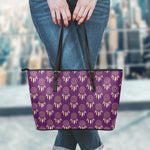 Purple Boho Dream Catcher Pattern Print Leather Tote Bag