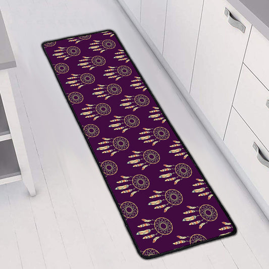 Purple Boho Dream Catcher Pattern Print Long Kitchen Mat