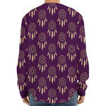 Purple Boho Dream Catcher Pattern Print Long Sleeve Baseball Jersey
