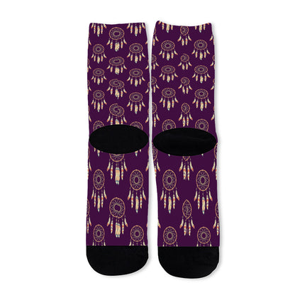 Purple Boho Dream Catcher Pattern Print Long Socks