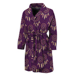 Purple Boho Dream Catcher Pattern Print Men's Bathrobe