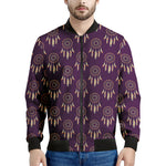 Purple Boho Dream Catcher Pattern Print Men's Bomber Jacket