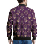 Purple Boho Dream Catcher Pattern Print Men's Bomber Jacket