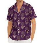 Purple Boho Dream Catcher Pattern Print Men's Deep V-Neck Shirt