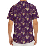Purple Boho Dream Catcher Pattern Print Men's Deep V-Neck Shirt