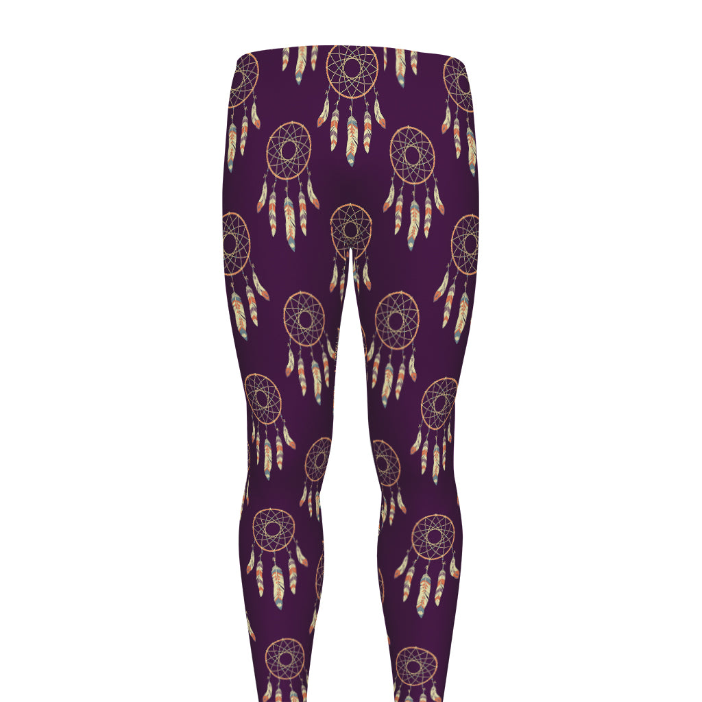 Purple Boho Dream Catcher Pattern Print Men's leggings