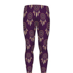 Purple Boho Dream Catcher Pattern Print Men's leggings