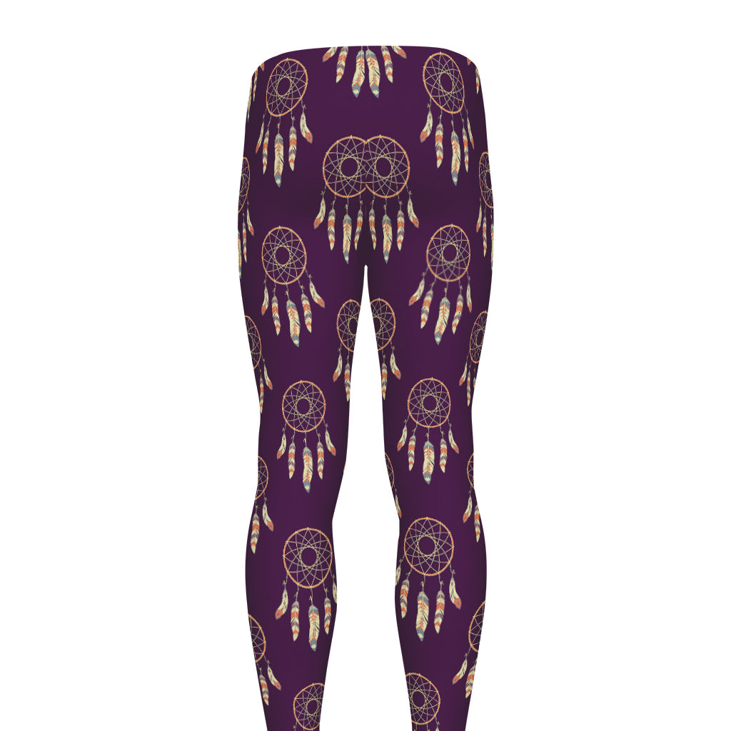 Purple Boho Dream Catcher Pattern Print Men's leggings