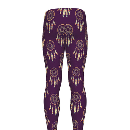 Purple Boho Dream Catcher Pattern Print Men's leggings