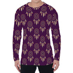 Purple Boho Dream Catcher Pattern Print Men's Long Sleeve T-Shirt
