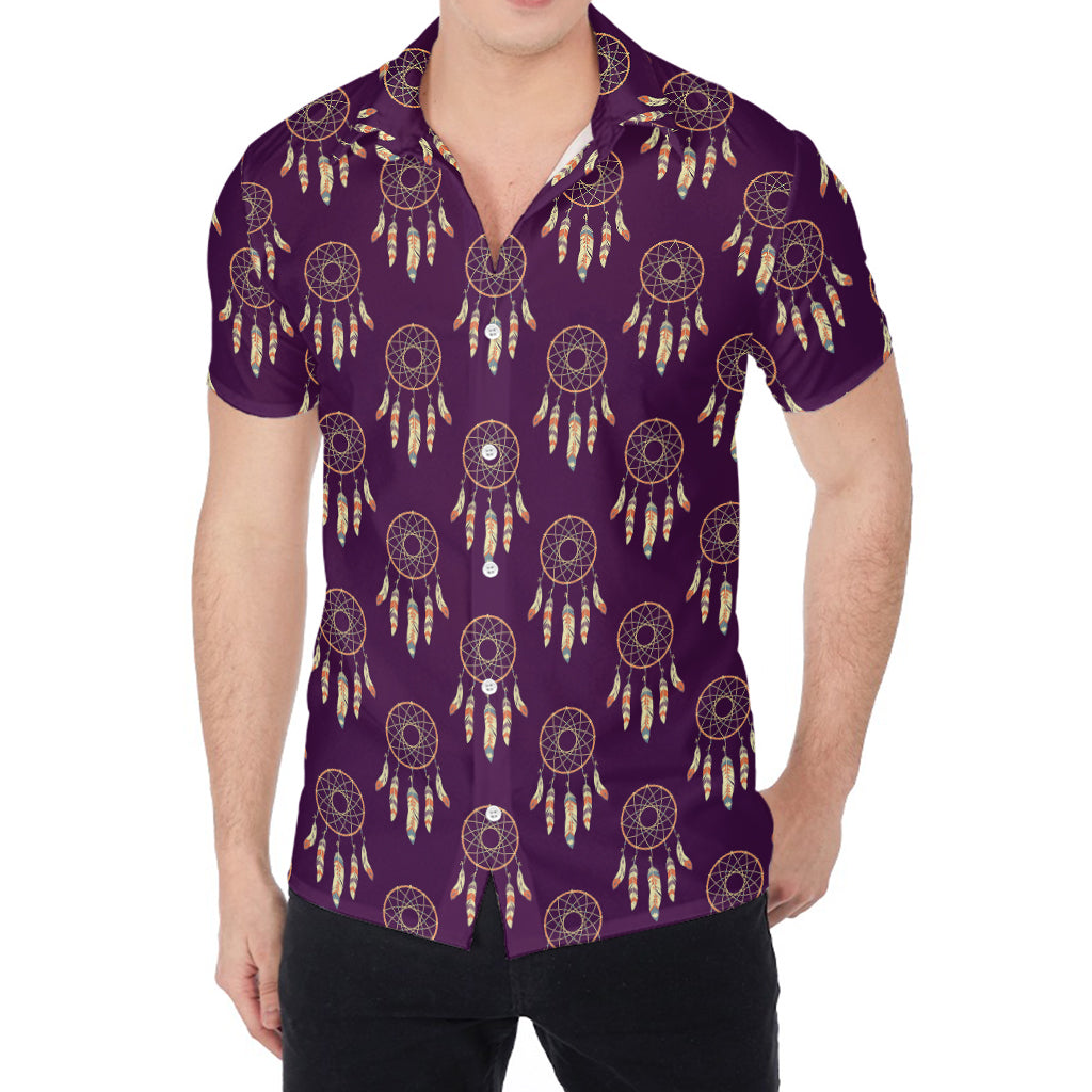 Purple Boho Dream Catcher Pattern Print Men's Shirt