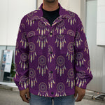 Purple Boho Dream Catcher Pattern Print Men's Shirt Jacket