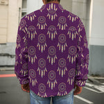 Purple Boho Dream Catcher Pattern Print Men's Shirt Jacket