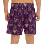Purple Boho Dream Catcher Pattern Print Men's Split Running Shorts