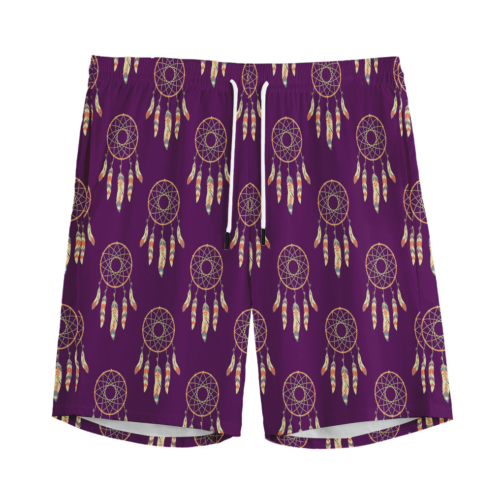 Purple Boho Dream Catcher Pattern Print Men's Sports Shorts