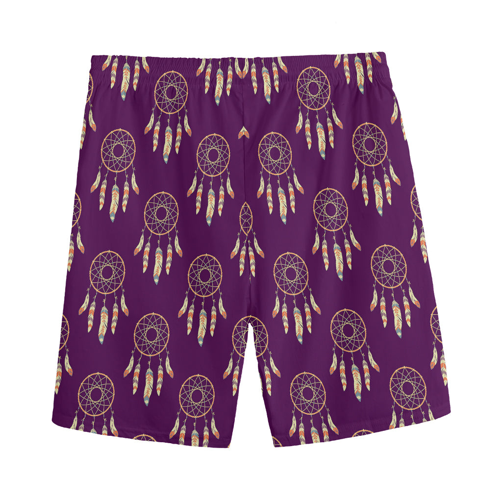 Purple Boho Dream Catcher Pattern Print Men's Sports Shorts