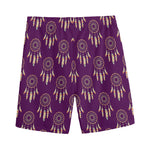 Purple Boho Dream Catcher Pattern Print Men's Sports Shorts