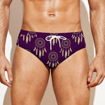 Purple Boho Dream Catcher Pattern Print Men's Swim Briefs