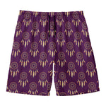 Purple Boho Dream Catcher Pattern Print Men's Swim Trunks