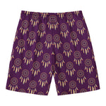 Purple Boho Dream Catcher Pattern Print Men's Swim Trunks
