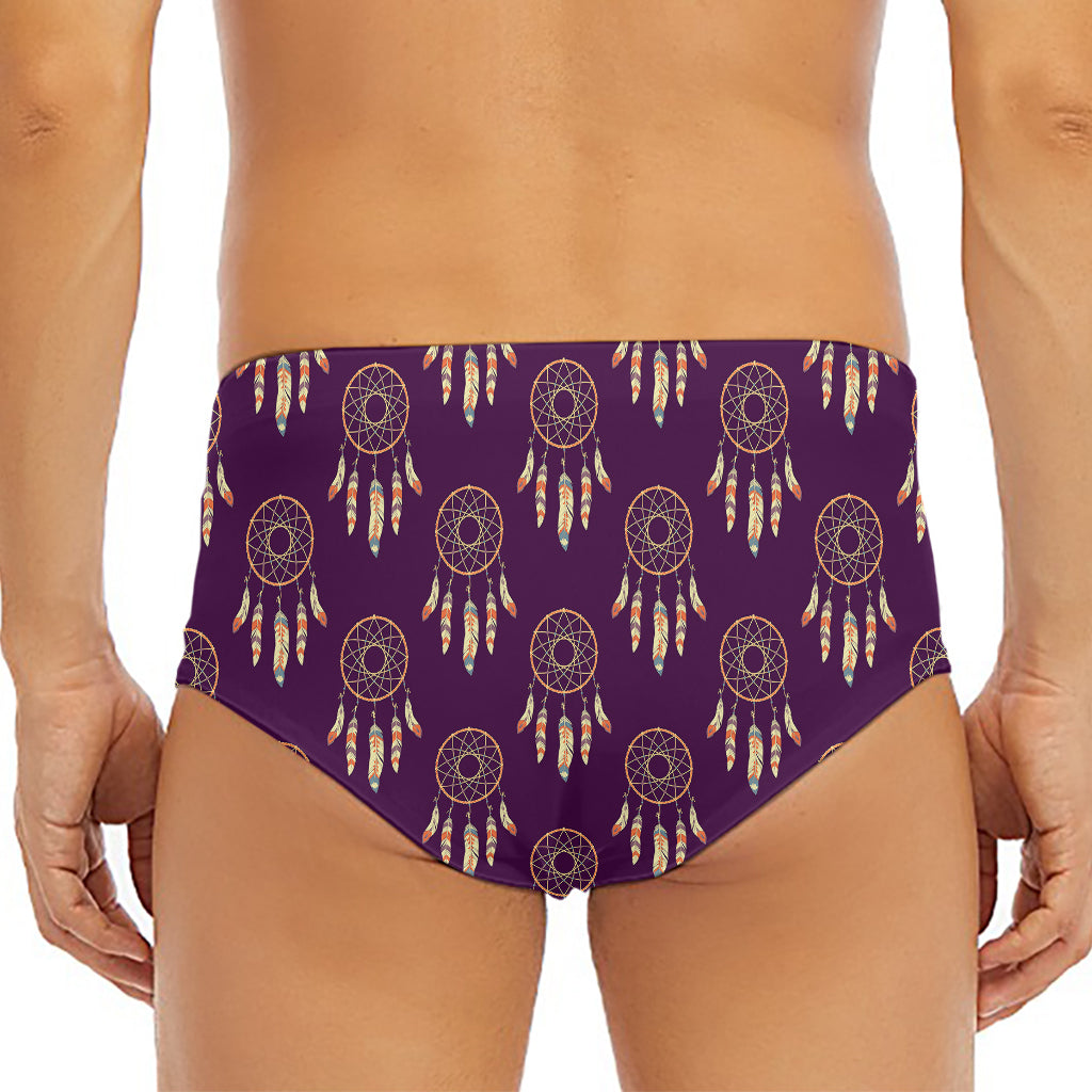 Purple Boho Dream Catcher Pattern Print Men's Triangle Swim Briefs