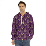 Purple Boho Dream Catcher Pattern Print Men's Velvet Pullover Hoodie