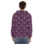 Purple Boho Dream Catcher Pattern Print Men's Velvet Pullover Hoodie